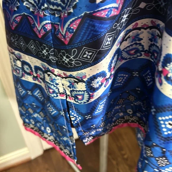 Soft Surroundings Blue and Pink Patterned Blouse - Picture 4 of 7